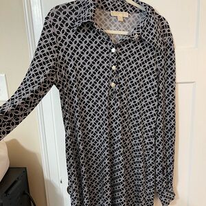 Michael Kors Monochrome Circle Pattern Button-Down Dress